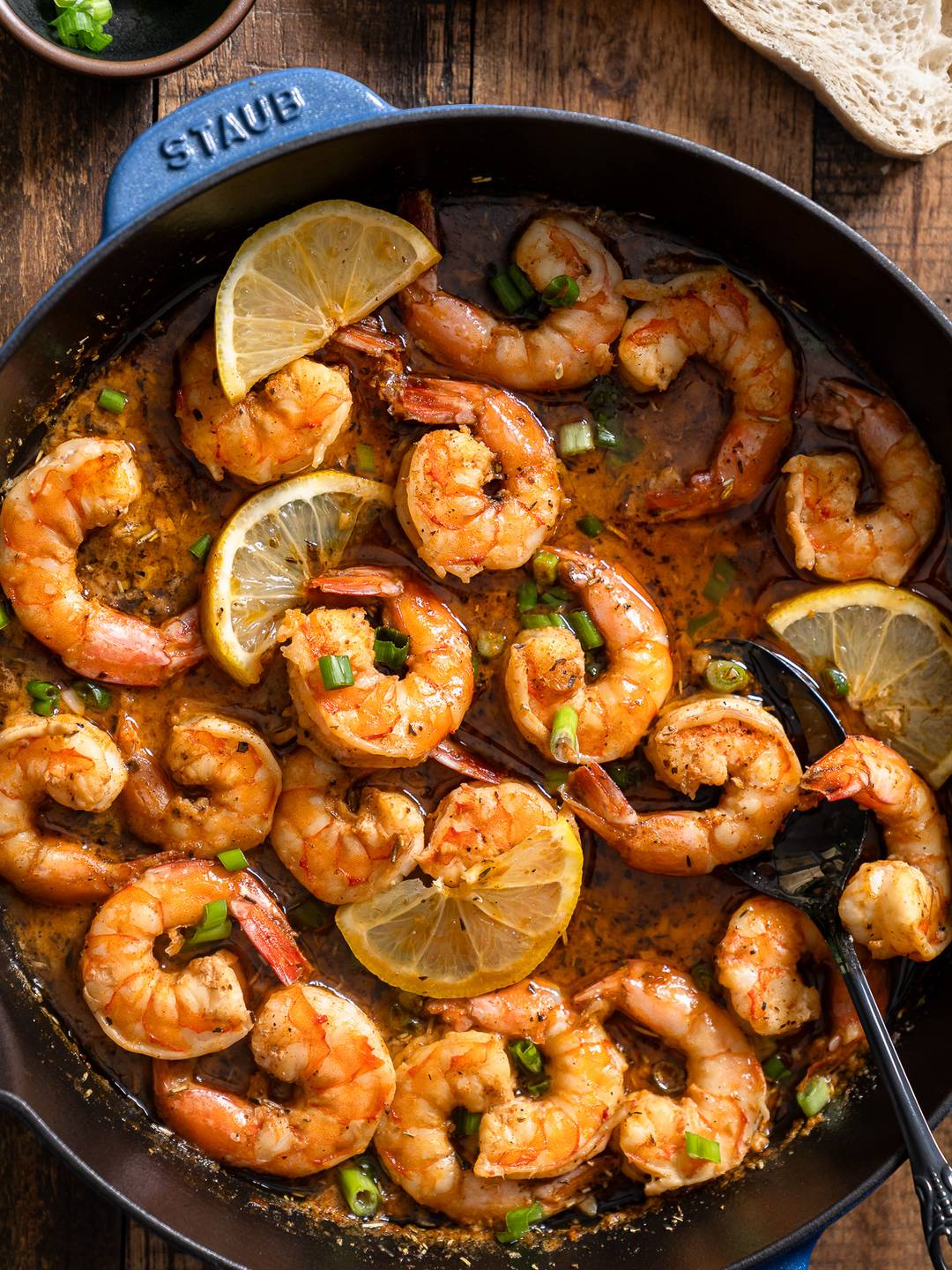 bbq shrimp in skillet