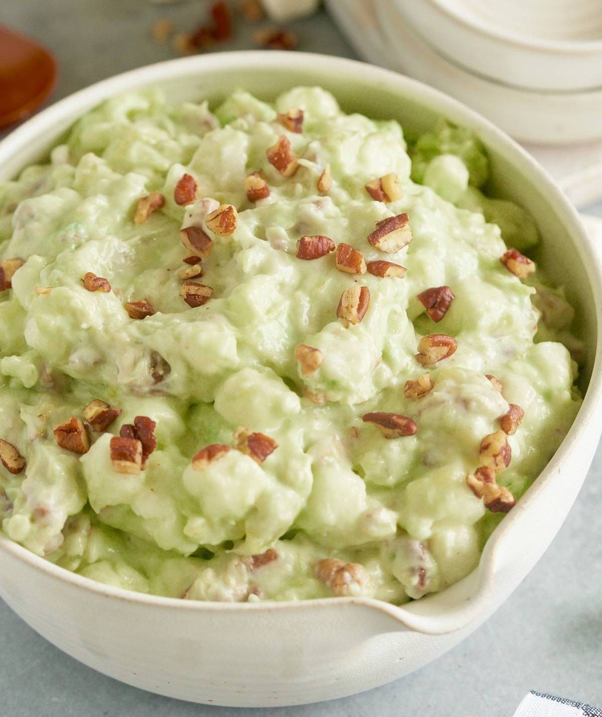 watergate salad in white bowl