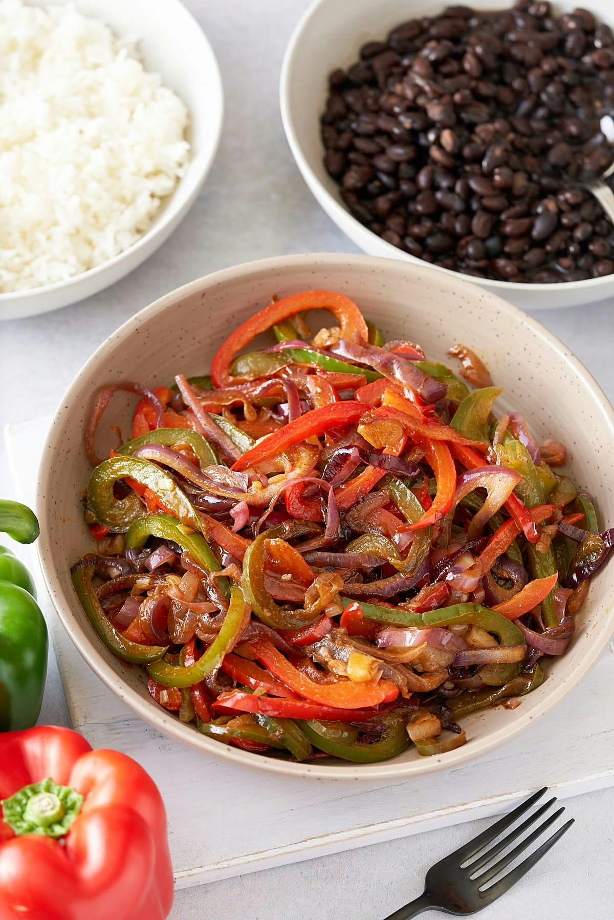 fajita vegetables in bowl