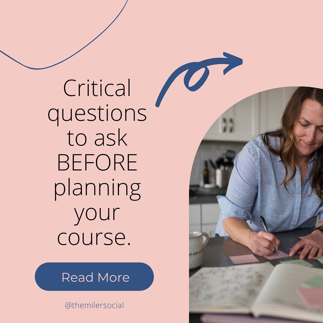Answer these questions BEFORE you start planning your course.

I want you the plan a course the right way and answering these questions before you do anything else will help kick start the process.

The reason I ask my clients and share these and more inside The Course Creation Formula is because they guide the ENTIRE course process.

Your course is more than a catchy title, a great social media launch and filming videos. It provides value and transformation for your audience.

Getting clear on your audience, the problem you are trying to solve, what they will walk away knowing and what they may already know will help you as you plan content, decide on the best type of course and your pricing.

This is part of the first of five phases to course planning. We cover all 5 inside The Course Creation Formula!

Each week we will get one step closer to finally completing your course, mini course or workshop. Courses come in all shapes and sizes. We talk about that too!

Today is the LAST day for waitlist pricing. Grab it while you can and then head to the free preview week to get started!

There is no reason to guess and Google your way through planning a course.

I’ll be right there with you.

Grab your waitlist spot in the link in my bio. 

Now tell me, which question surprises you most, 1, 2, 3, or 4?
