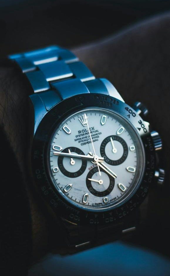 silver link bracelet round chronograph watch