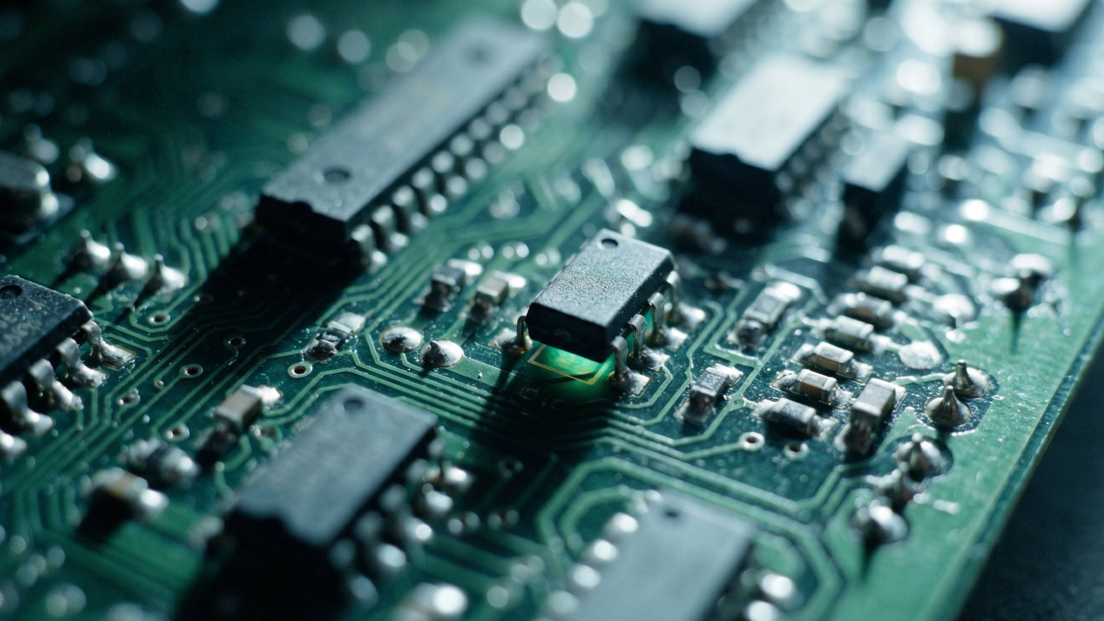 Close-up of a circuit board representing government surveillance hardware backdoors