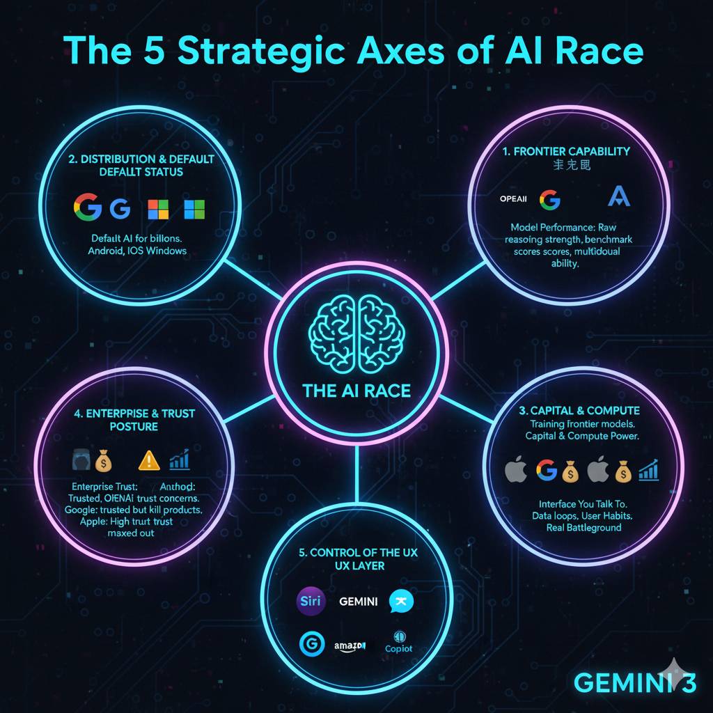 Five strategic axes of AI competition for business strategy