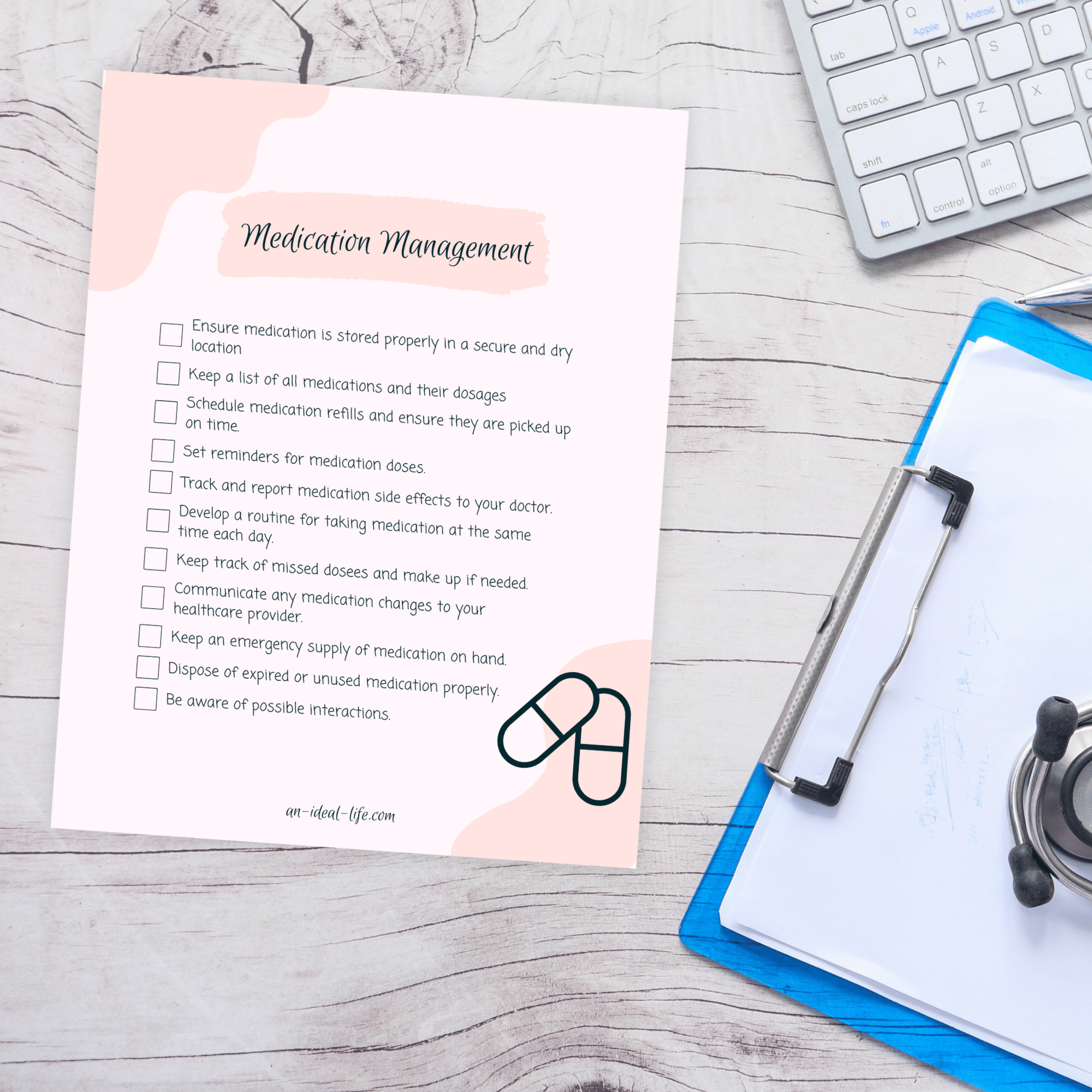 Medication Management Checklist landing page