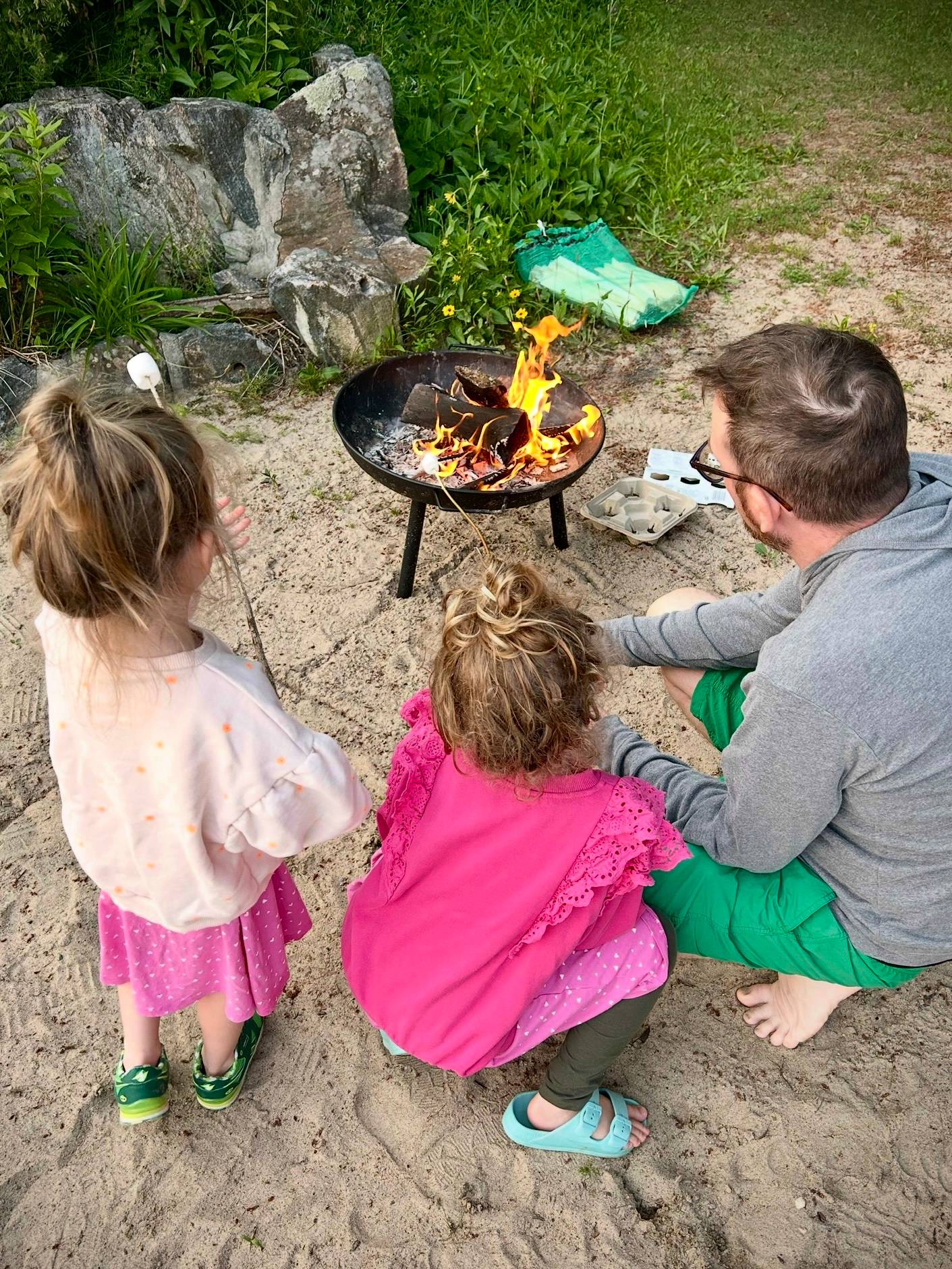 Making s'mores with my girls