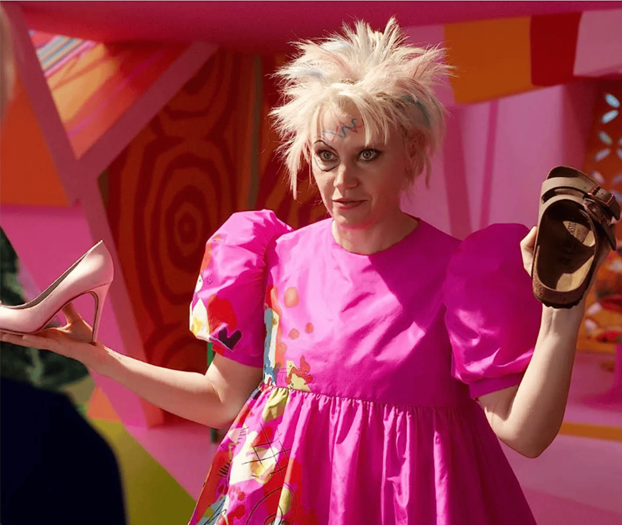 Weird Barbie with heel and Birkenstock