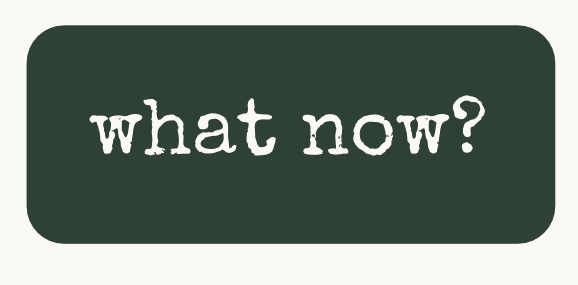 A green box with the following question written in white letters: What now?