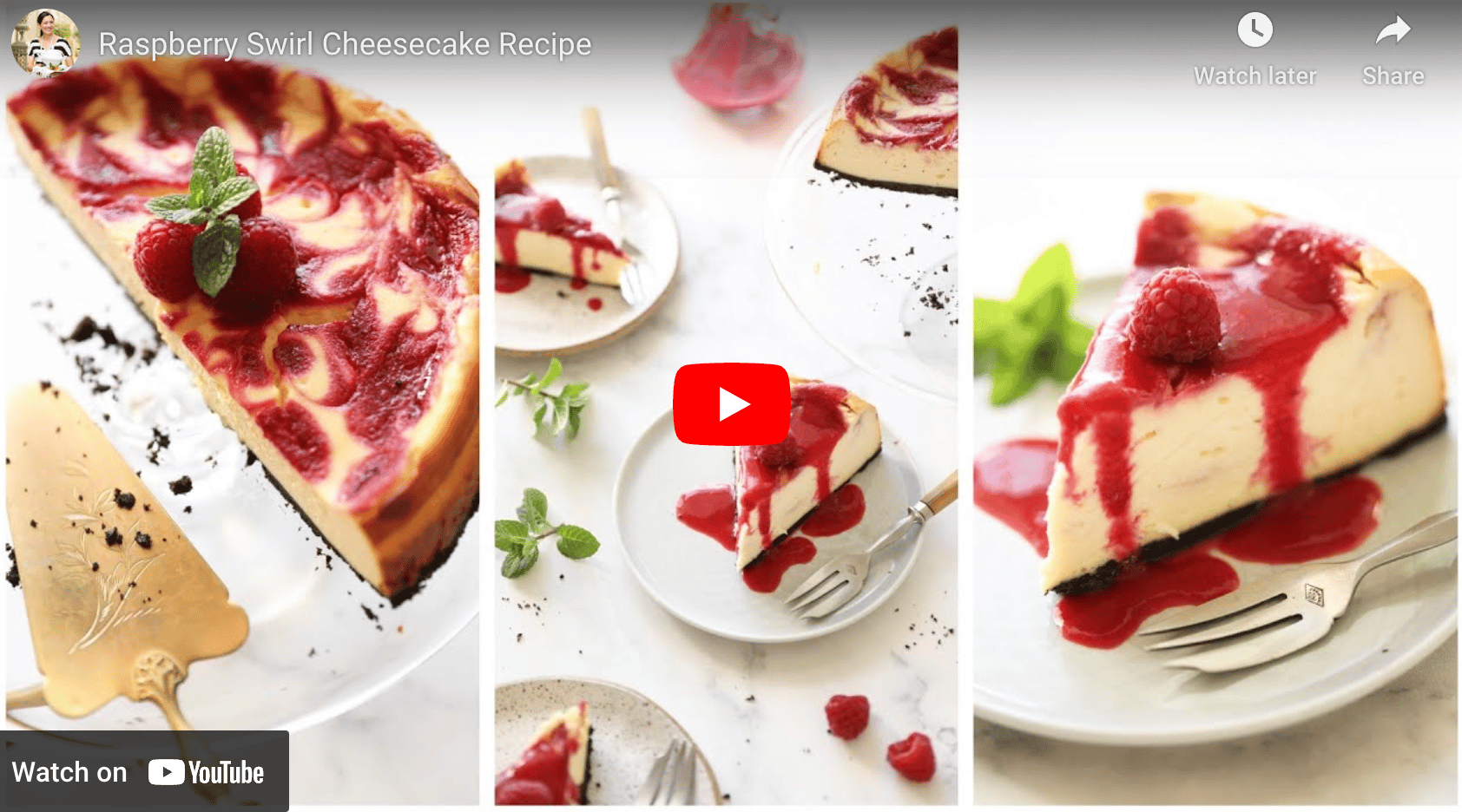 Raspberry Swirl Cheesecake Collage