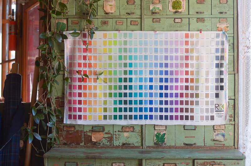 Kona Colour Card Panel on Vintage Seed Cabinet