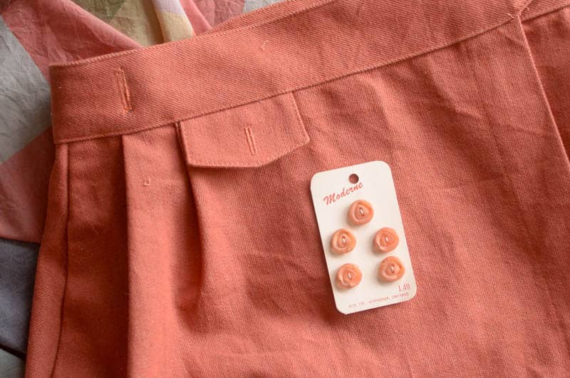Terracotta Denim Skirt with vintage buttons
