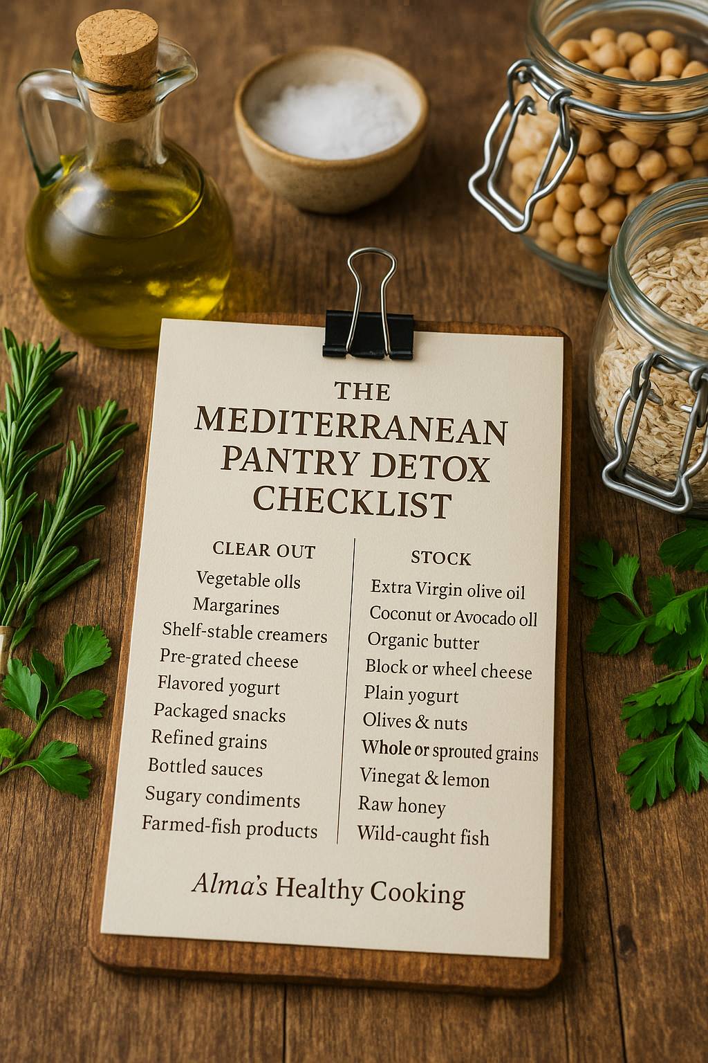 Mediterranean Pantry Detox Checklist | Alma's Healthy Cooking
