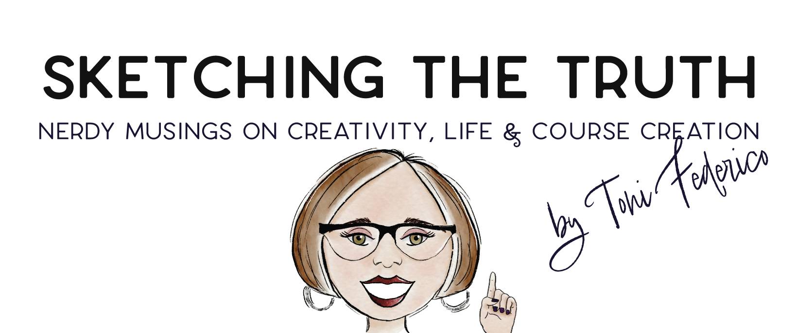 Header image of the sketching the truth blog with an illustrated portrait of Toni Federic