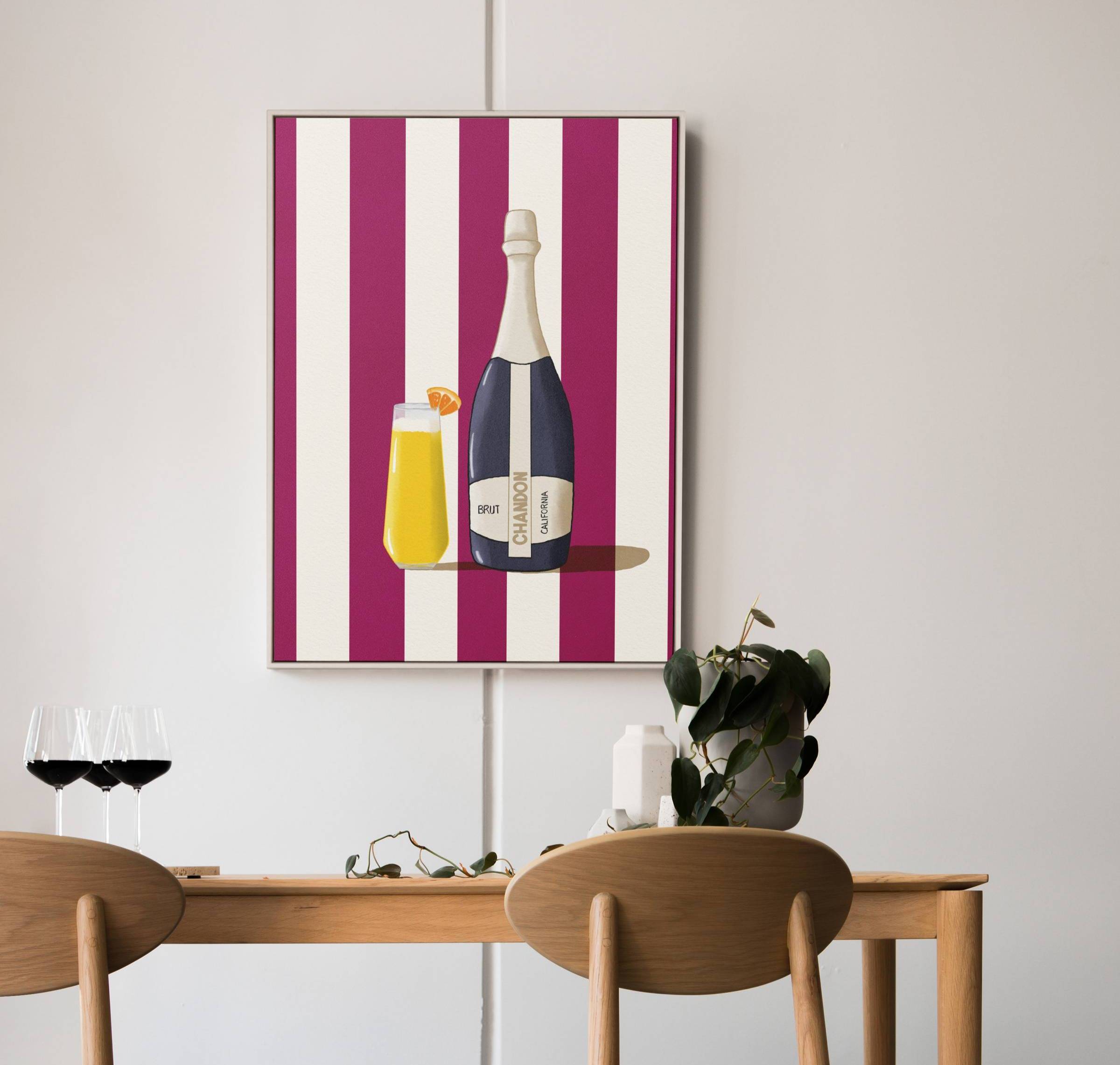 An image of a mimosa painting on a wall.