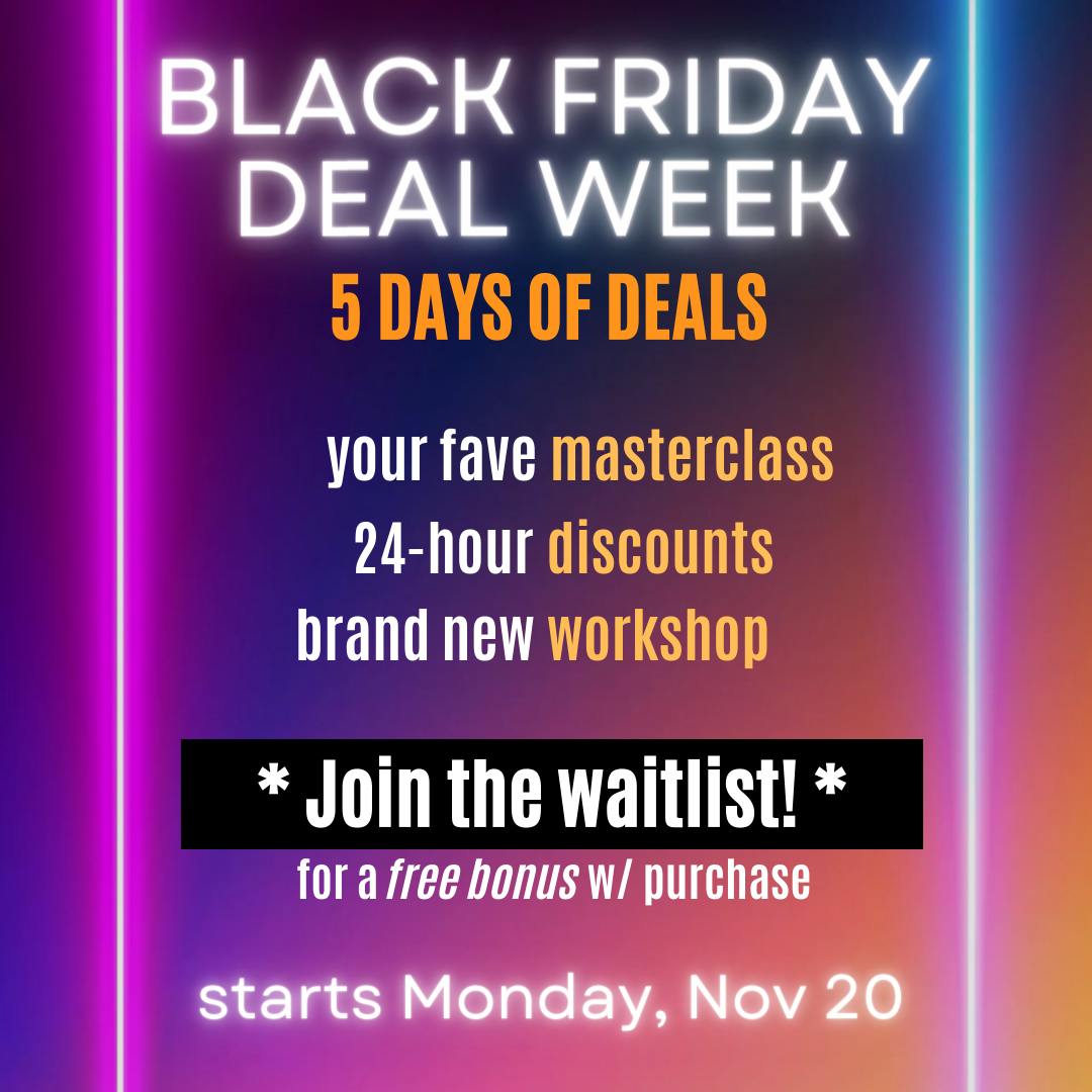 Neon advert announcing my Black Friday deal week, starting Nov 20