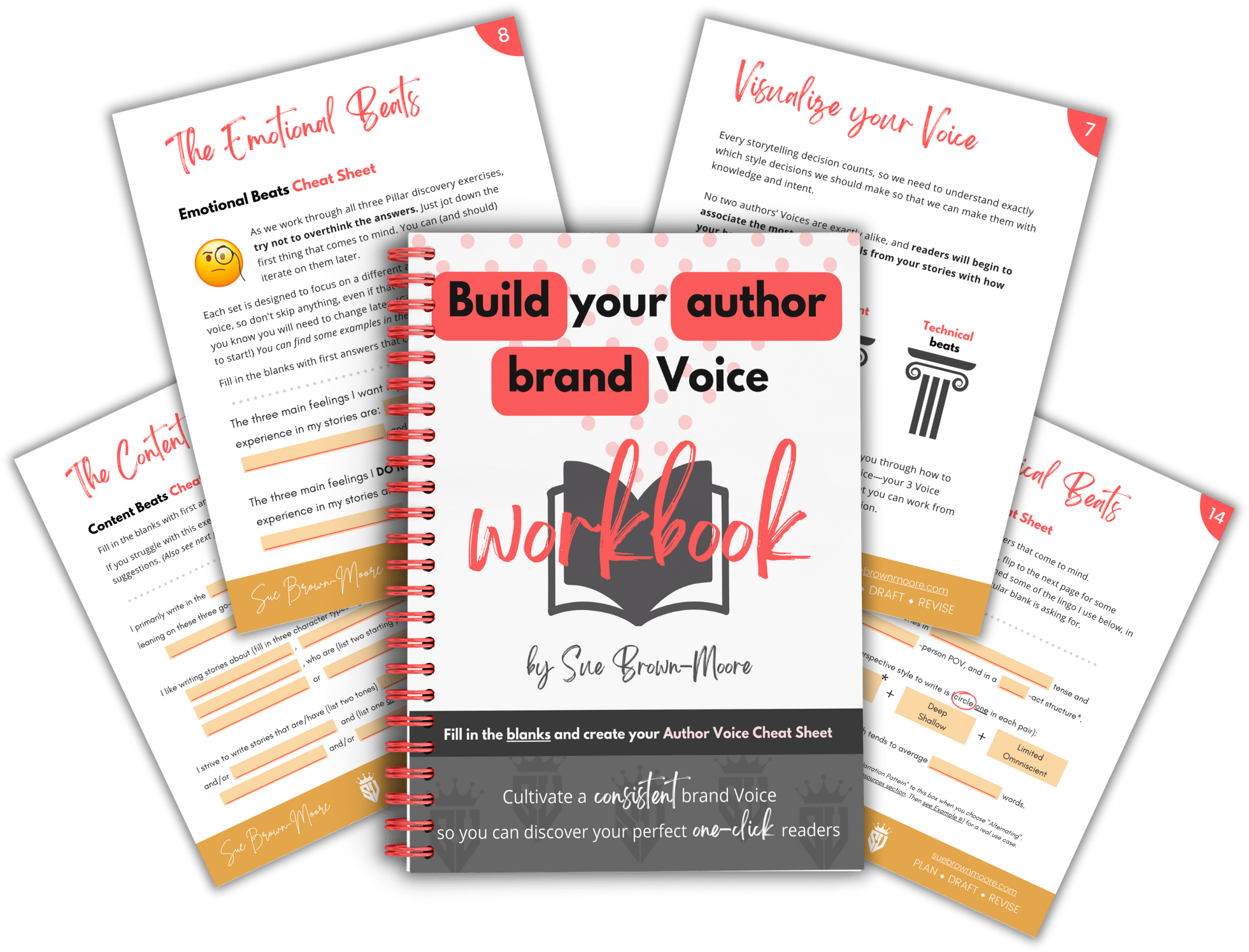 An exploded image of my Build Your Author Voice workbook