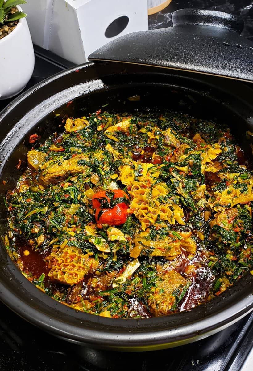 Efo riro in a pot