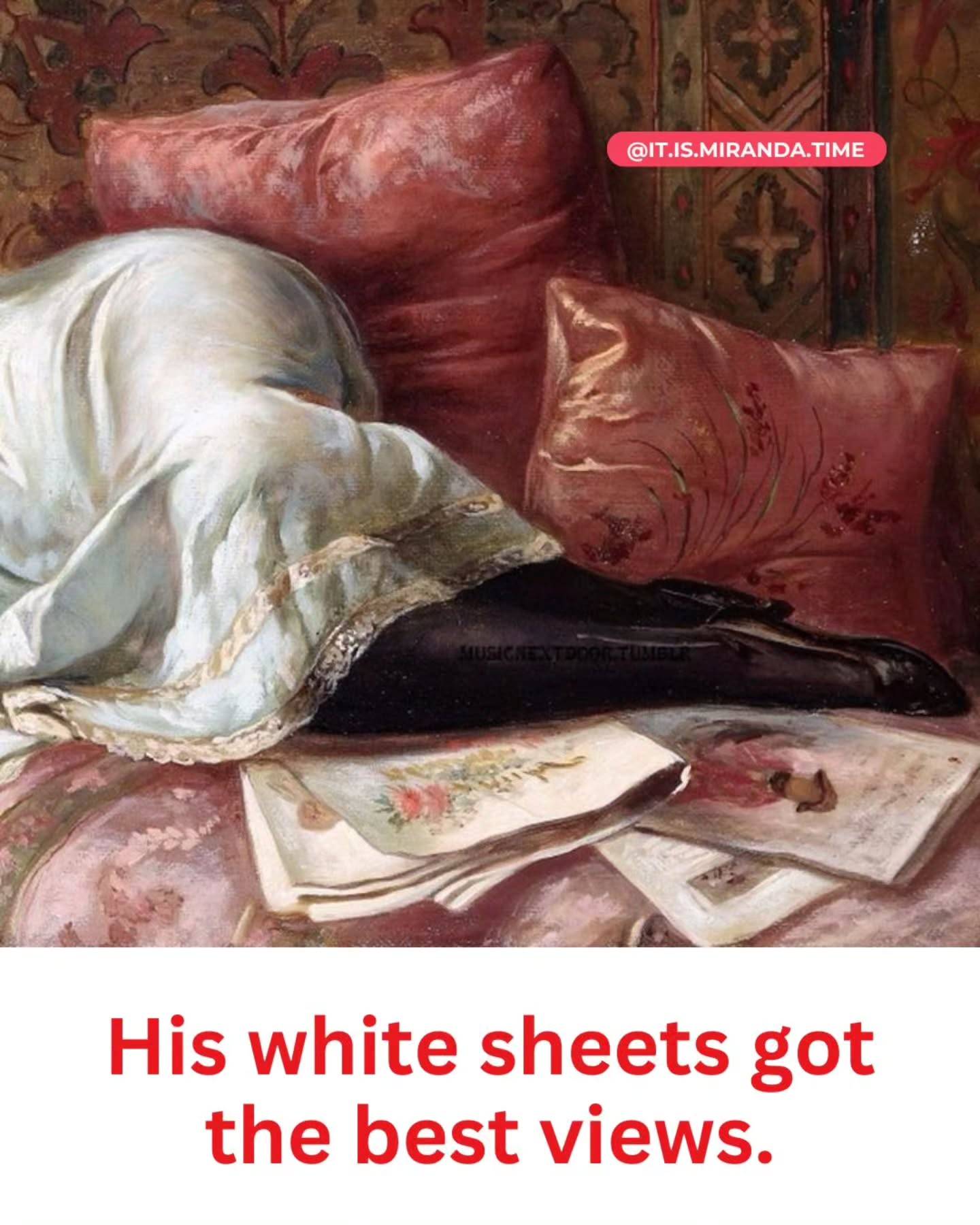 Waking up in someone's bed, truly relaxed, without the urge to grab your phone and sneak out or wondering what does it mean afterward. That's the view. That's trust. His presence becomes your favorite landscape. His arms become where you want to watch every sunrise.

May your white sheets hold someone who makes every morning worth lingering in bed with.

#Intimacy #MorningAfter #Dating #AlwaysBreadsticks #AlMenosHayVino
