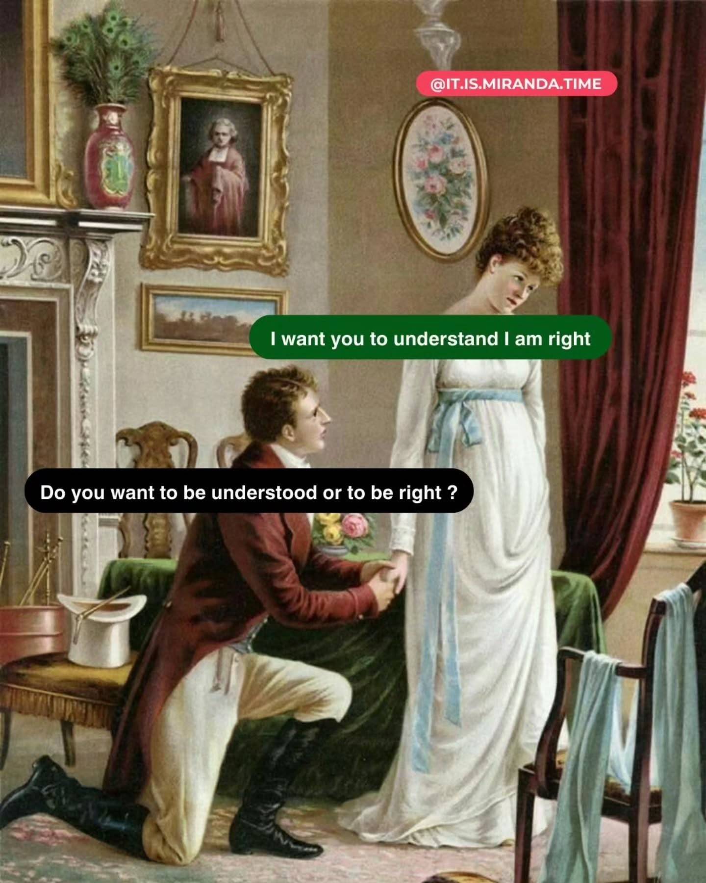 Wanting to be right is a lonely hobby 🏆🚫

In dating, the need to win every argument, prove every point, and have the final word isn't about truth. It's about control. It turns your partner into an opponent and your relationship into a courtroom. Spoiler: You might win the case and lose the connection.

Here’s the shift:
🥂 Choose curiosity over correctness. Instead of “Here’s why you’re wrong,” try “Help me understand your perspective.” A 2021 study in Journal of Experimental Psychology found that intellectual humility (the ability to admit you might be wrong) is directly linked to healthier, more resilient relationships.
😍 Your need to be right is often a mask for insecurity. Are you trying to prove your intelligence? Defend your worth? Control the narrative because you feel out of control? Dig deeper. The goal isn't to be right; it's to be connected.
🥳 It’s not you vs. him. It’s you & him vs. the problem. Reframe disagreements as teamwork. You’re on the same side, trying to find a solution that works for both of you. Victory isn't him admitting defeat; it's both of you feeling heard.

Sometimes, the most powerful thing you can say is, “You know what? I see your point.” That’s not losing. That’s building a bridge.

For tips on overcoming dating burnout and enjoying your dating journey, get your copy of 'There's Always the Breadsticks' 📚 Link in bio.

#RelationshipAdvice #ChooseConnection #DatingTips #AlwaysBreadsticks #AlMenosHayVino