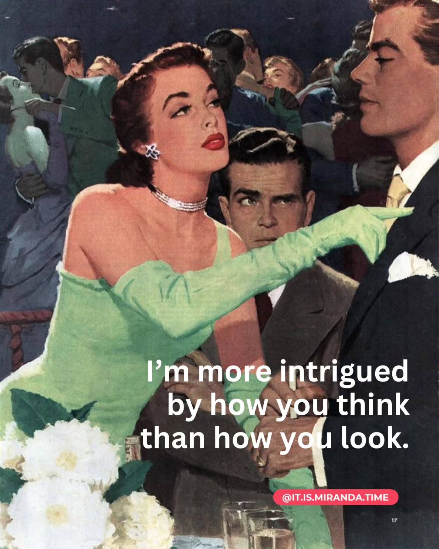 Attraction that starts in the mind? That’s the kind that lingers ✨ 

Looks may turn heads, but it’s curiosity, conversation, and emotional fluency that hold attention. 

Ask better questions. Tell better stories. Think out loud in ways that invite someone in, not just impress him.

And if you’re on the receiving end of that kind of attention? Don’t brush it off. It means he's drawn to you, not just the packaging.

Brains are the new abs. Get into it.

For more tips on overcoming dating burnout and enjoying your dating journey, get your copy of 'There's Always the Breadsticks' 📚 Link in bio.

#FlirtIntelligently #MindFirstChemistryLater #CuriosityIsHot #ModernDating #DatingTips #DatingAdvice #Dating #NATOdating #AlwaysBreadsticks #AlMenosHayVino
