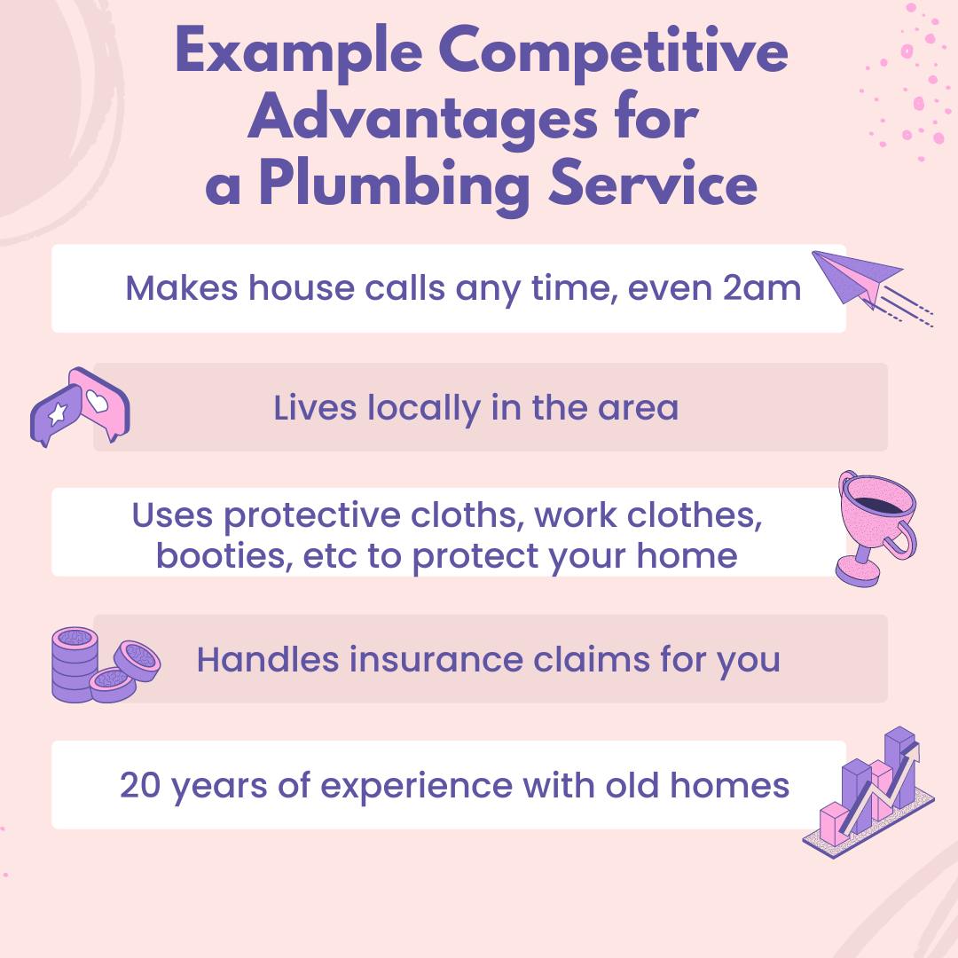 example competitive advantages for a plumber