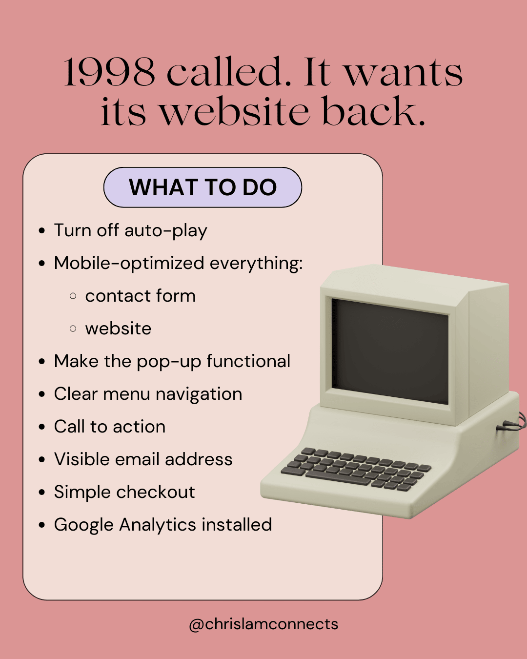 list of what to do to to fix your website now