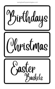 Free Cash Envelope Categories Printable