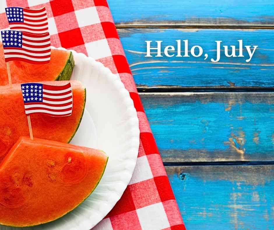Watermelon and a red checked tablecloth.