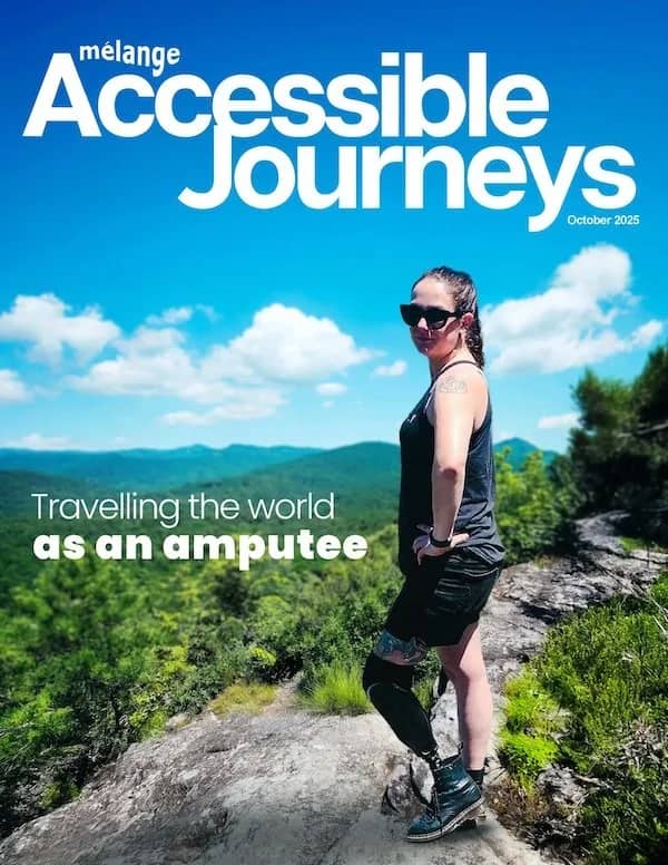 Magazine cover with amputee traveler