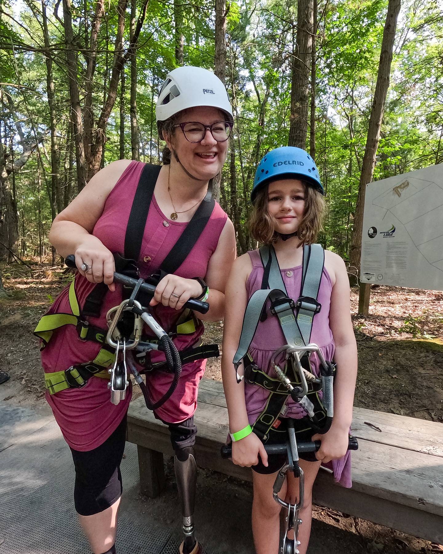 Mother and daughter ready to zip-line