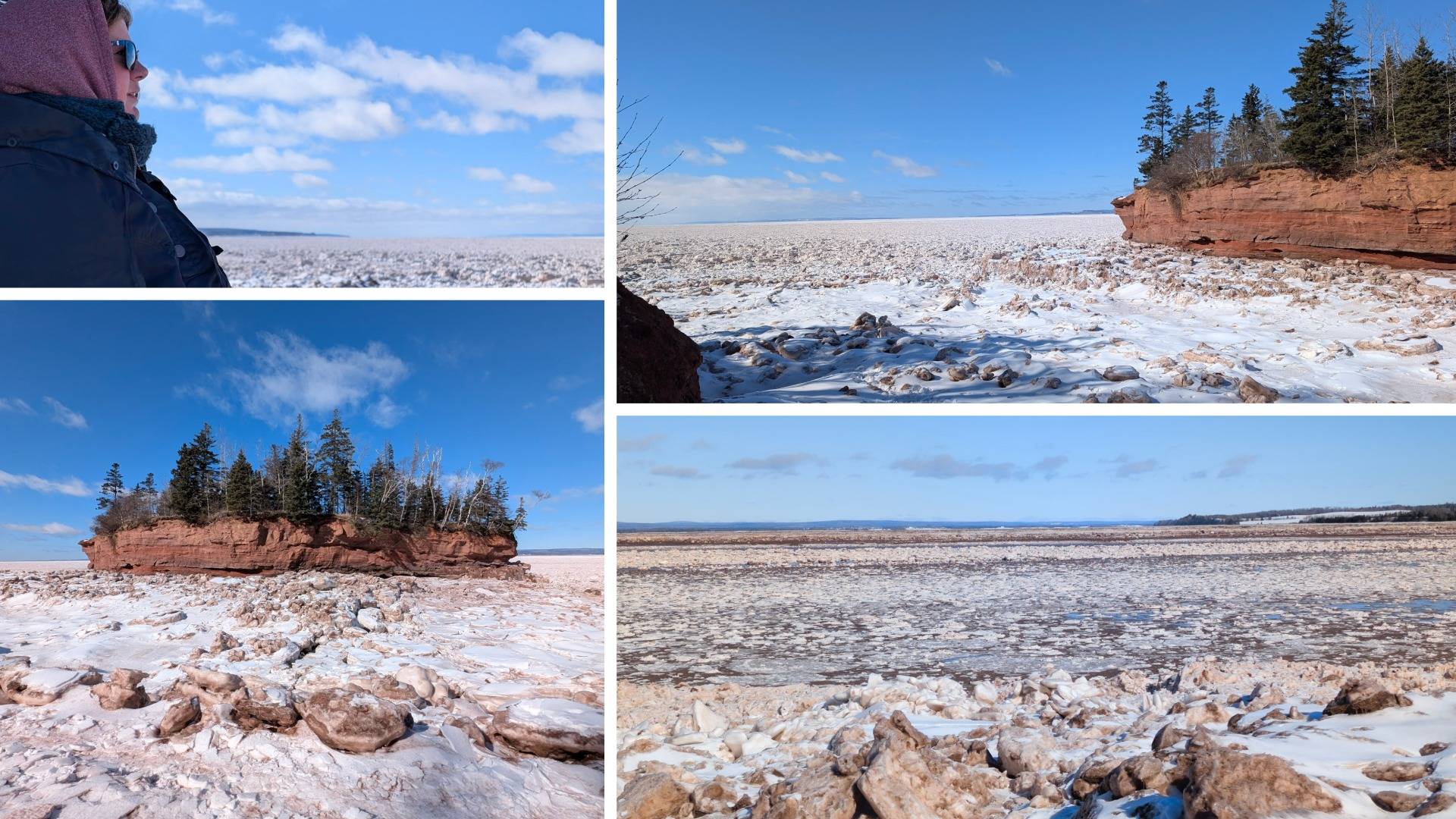 Various views of the ice chunks at Burntcoat Head Park