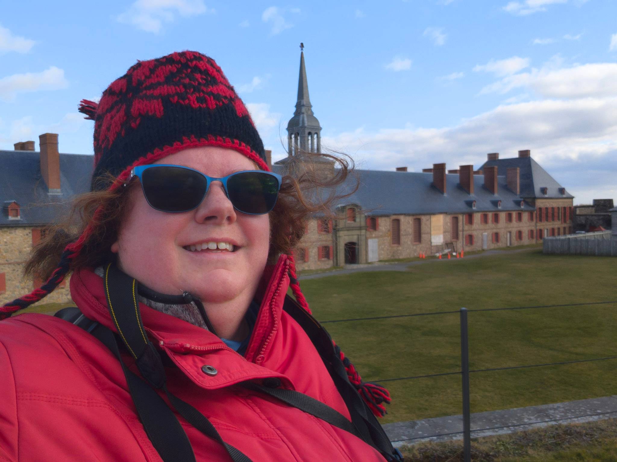 Me in front of the garrison at the Fortress of Louisbourg