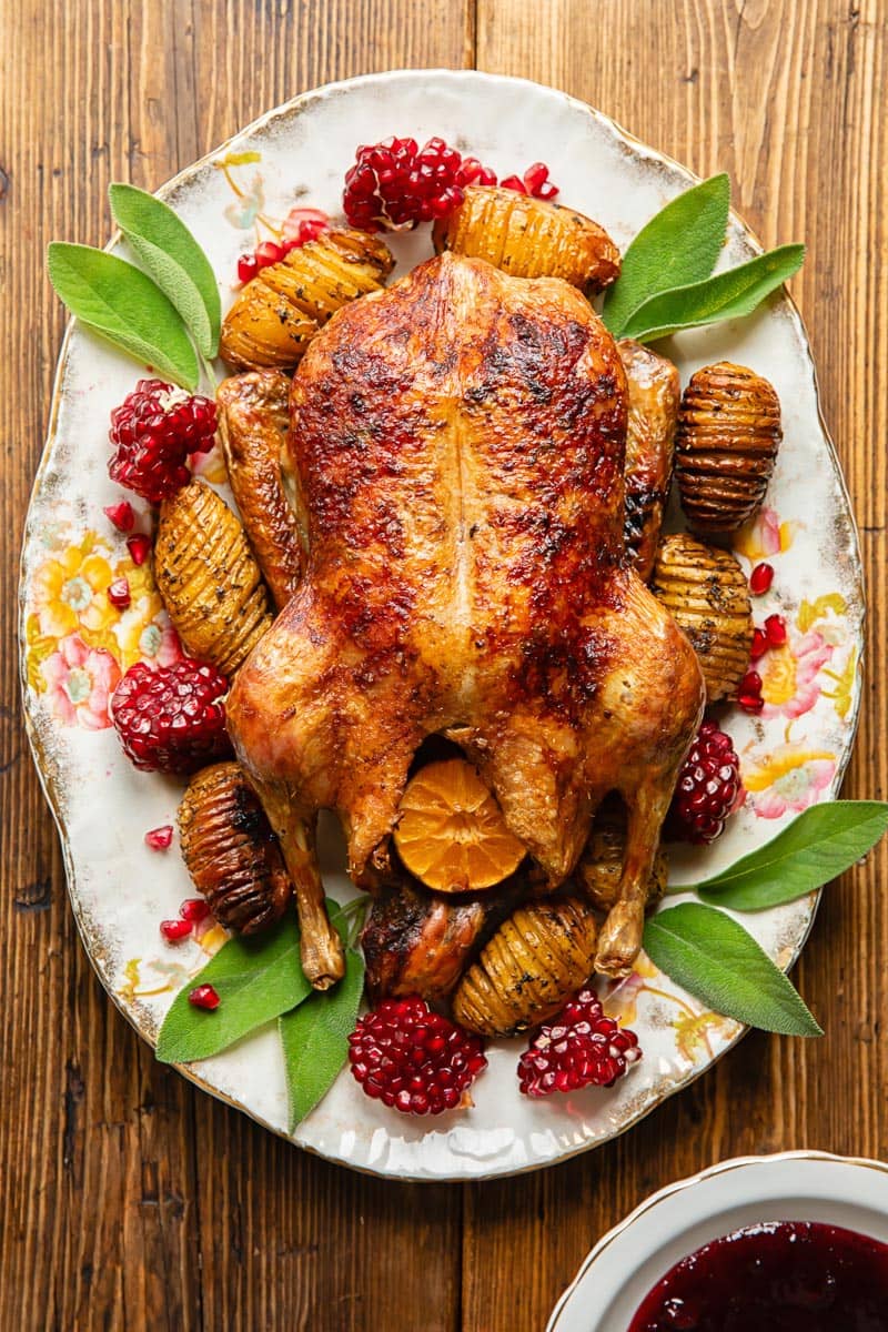 roast duck on a serving platter