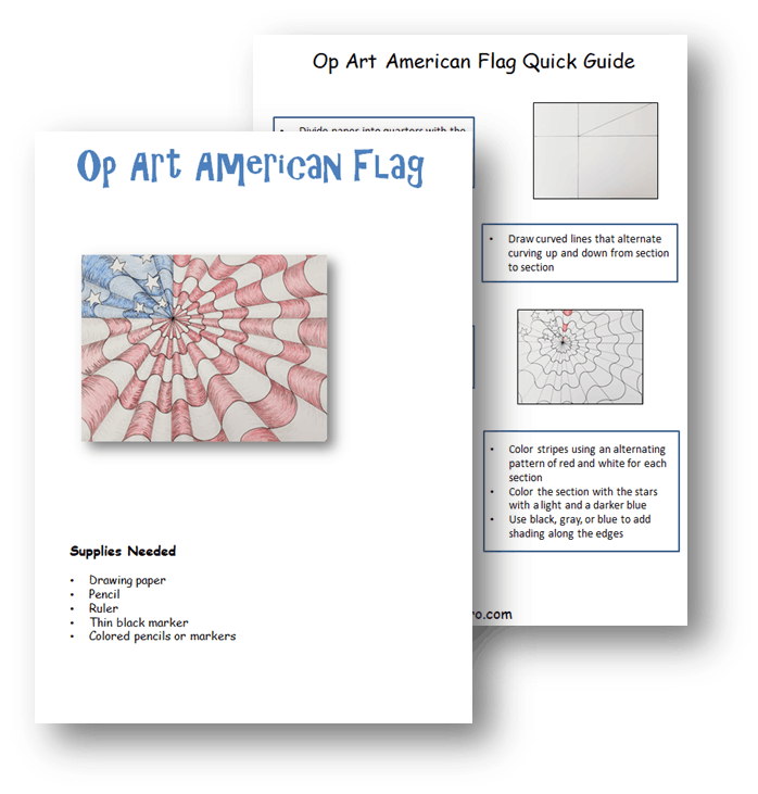 Patriotic Art Activity • Op Art Stars & Stripes • Elementary Art Lesson