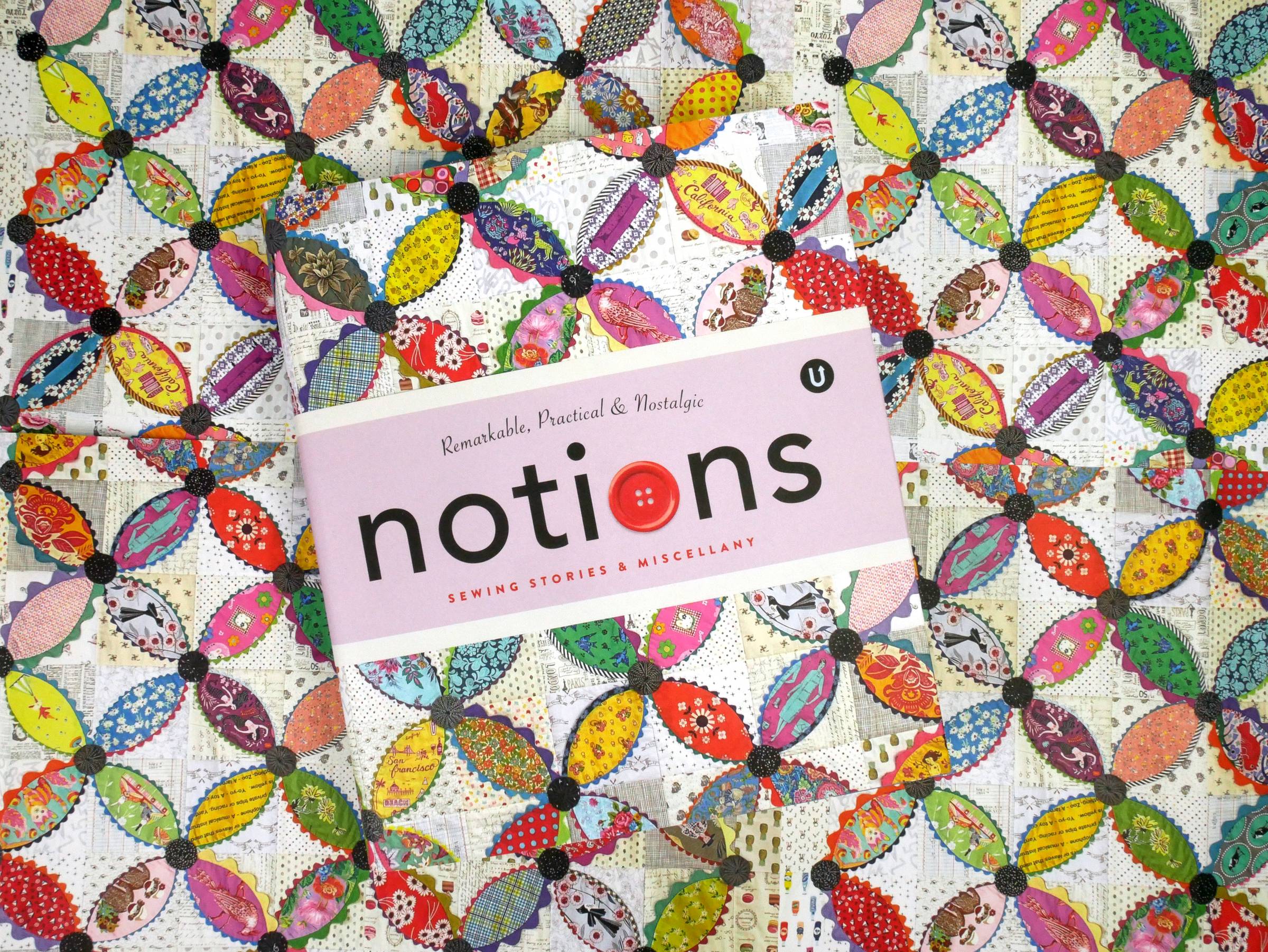 photo of the Notions book on a quilt