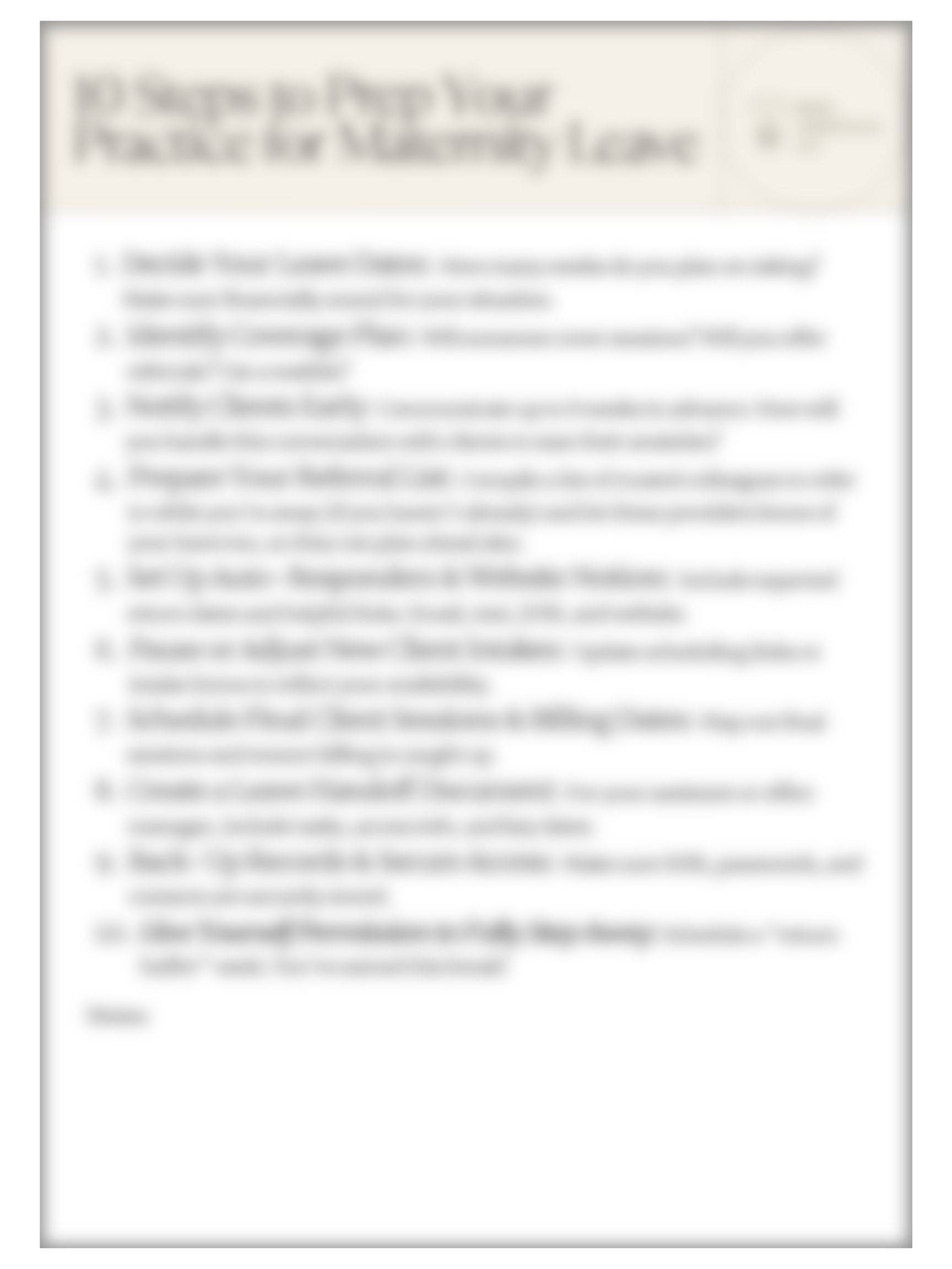 Maternity Leave Checklist