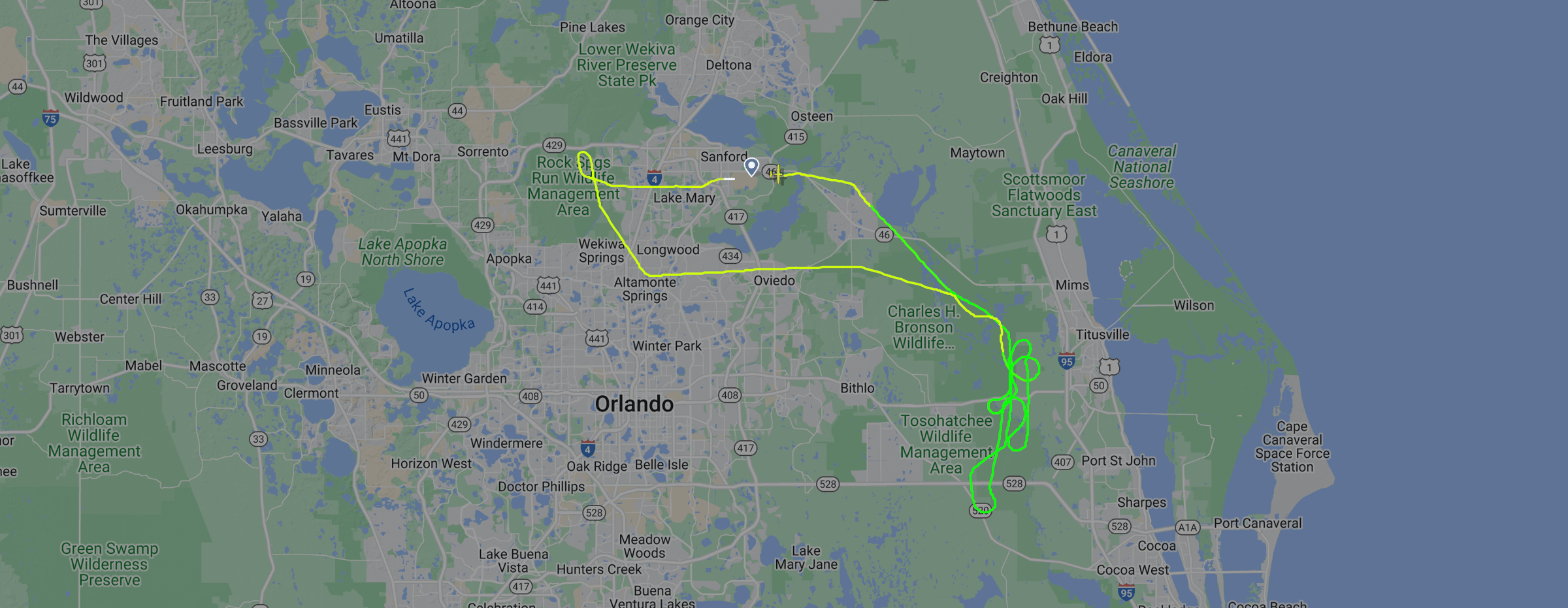 The accident plane's flight path