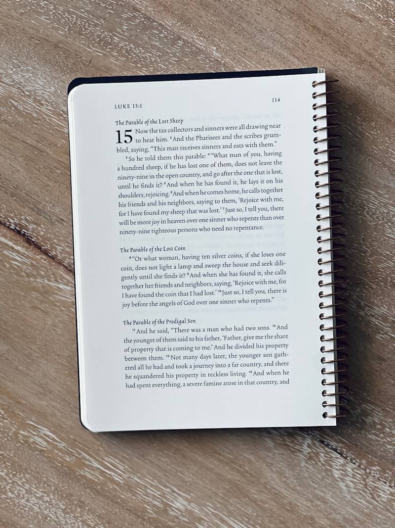 A book sitting on top of a wooden table