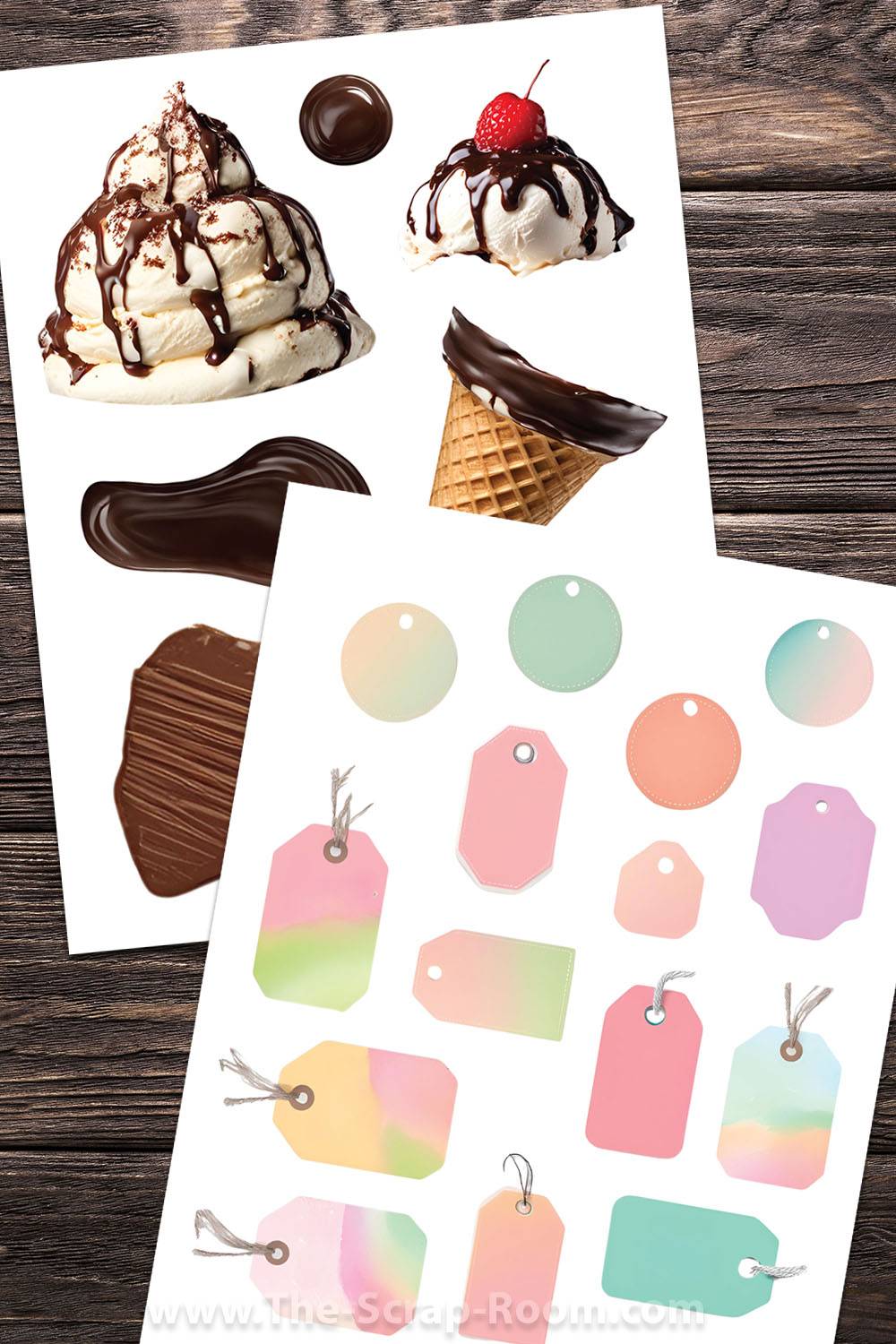 Free Printable Ice Cream Sundae Ephemera - printable scrapbook paper ...