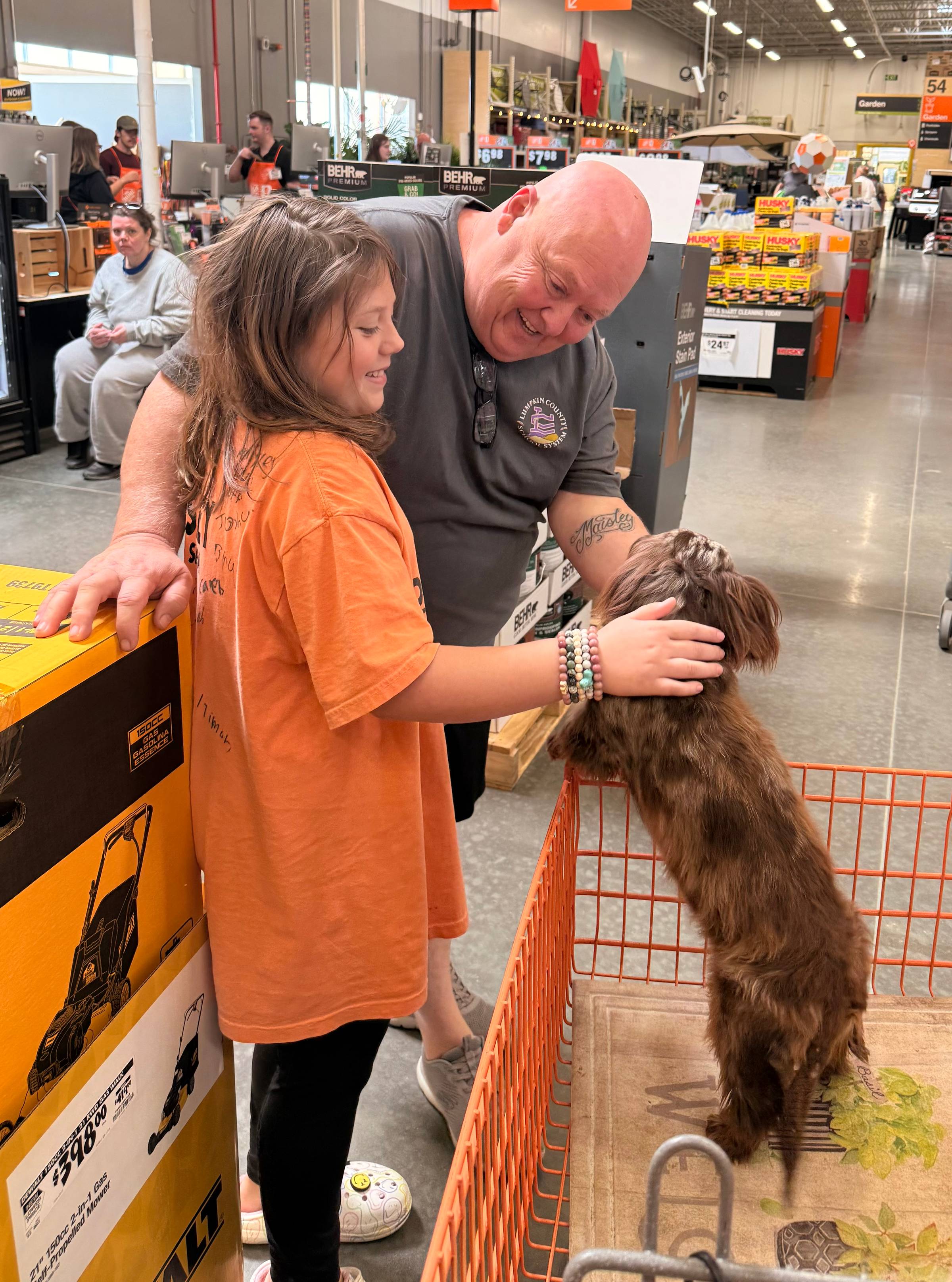 Jaycee loving people at Home Depot