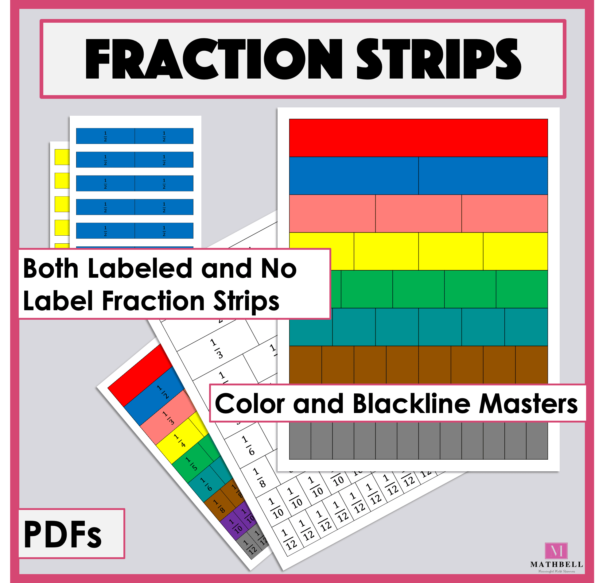 Fraction Strips, Printable, Fraction Manipulatives