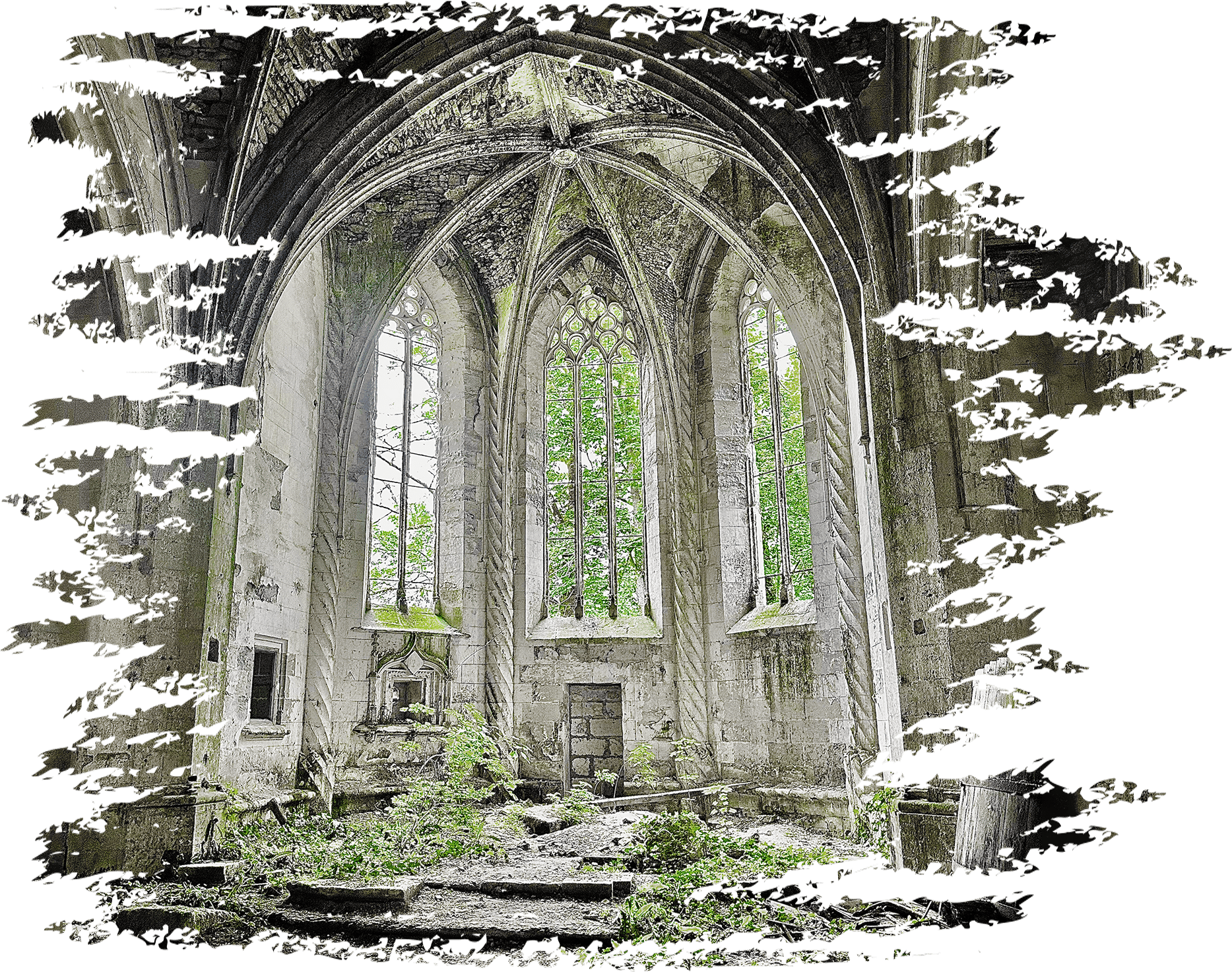 empty building ruins hallway