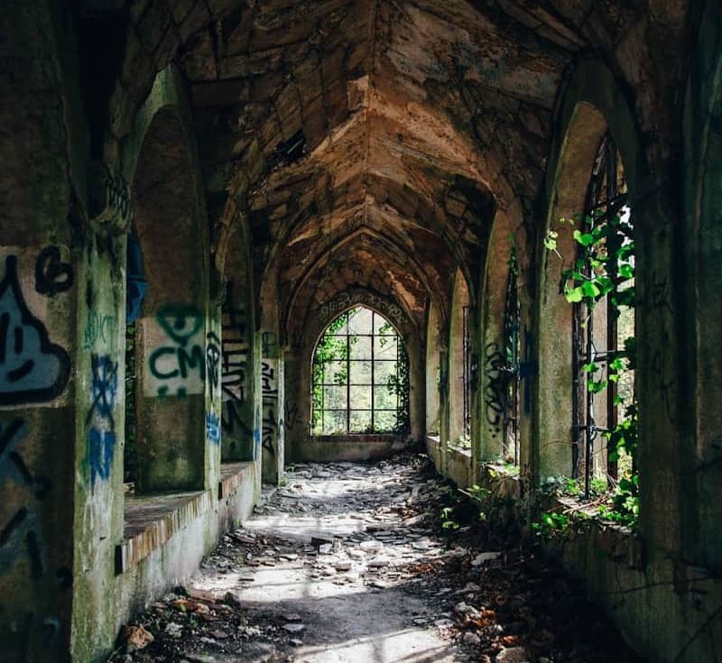 empty building ruins hallway