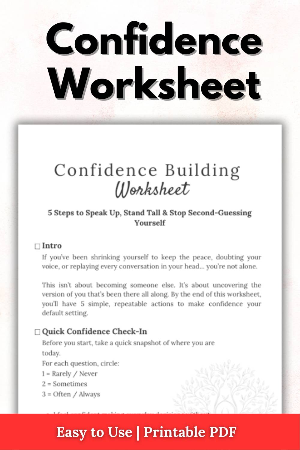 Confidence Building Worksheet