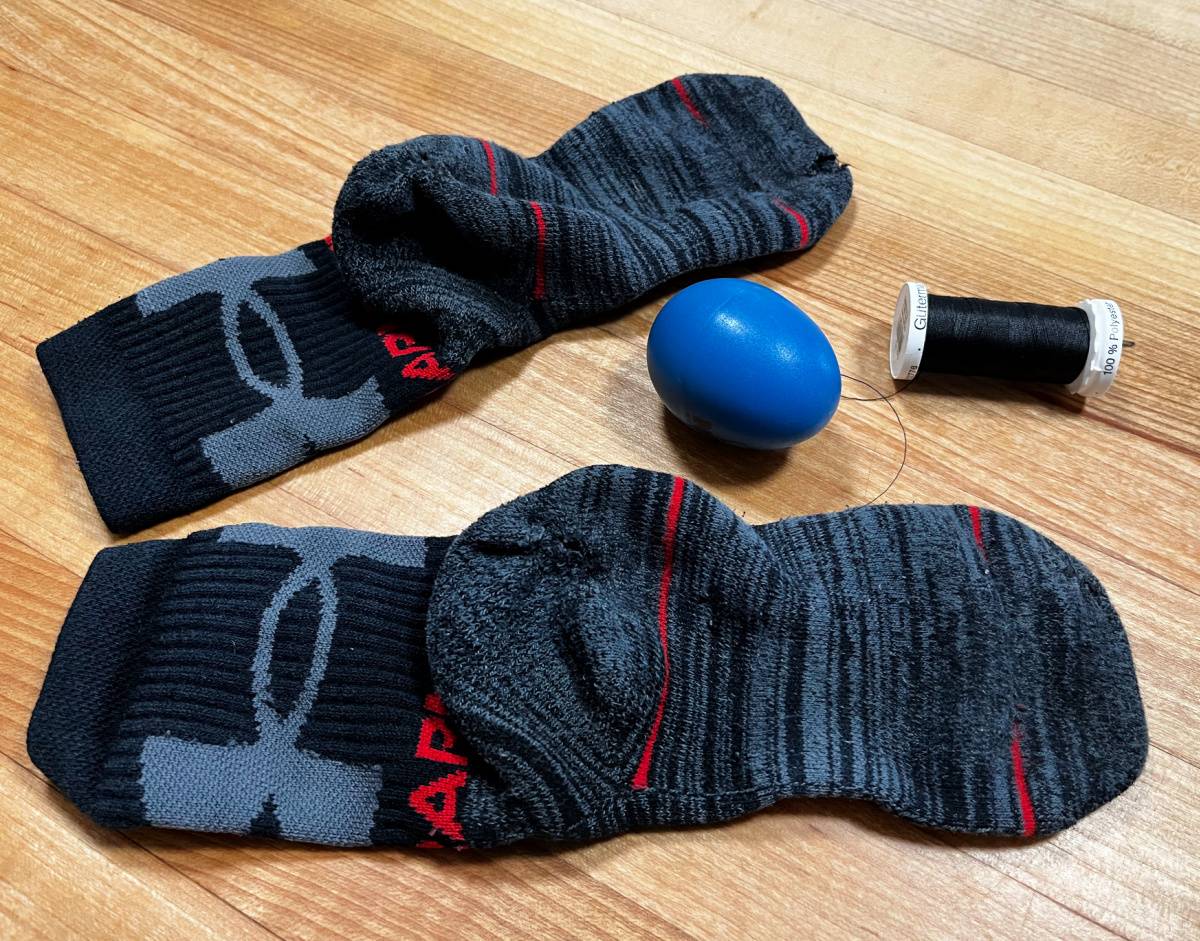 darning a sock