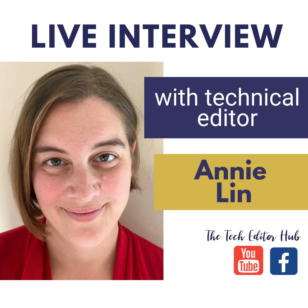 live interview with technical editor Annie Lin, Annie has short brown hair, blue eyes and is wearing a red shirt.