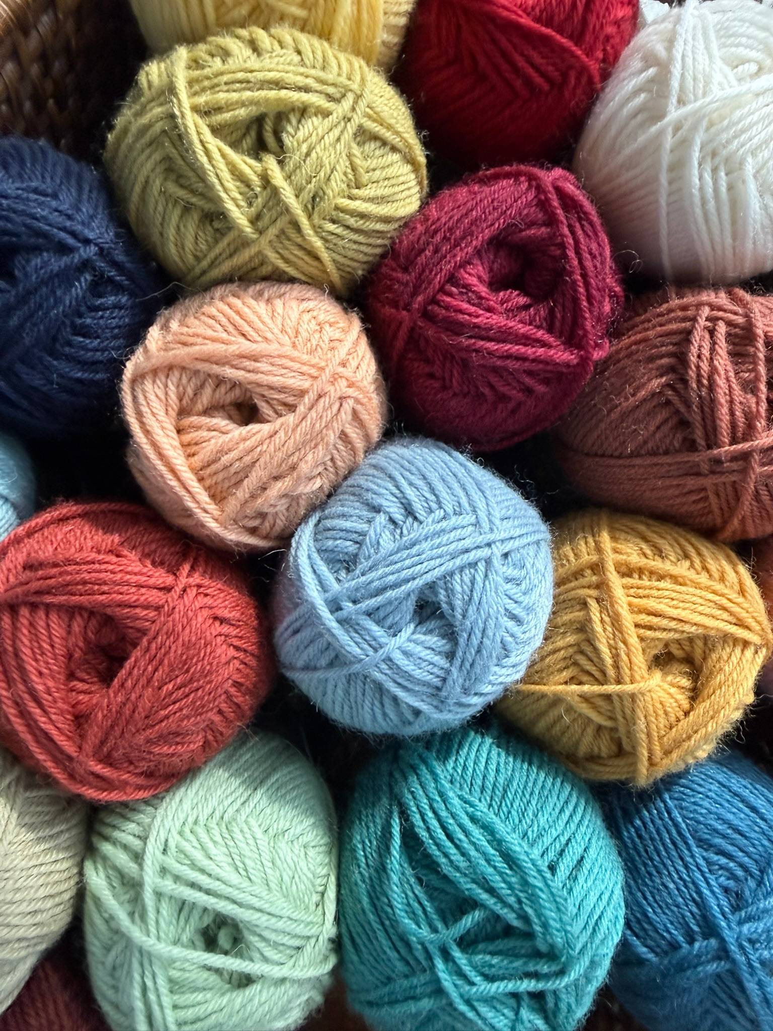 Multi colored skeins of yarn