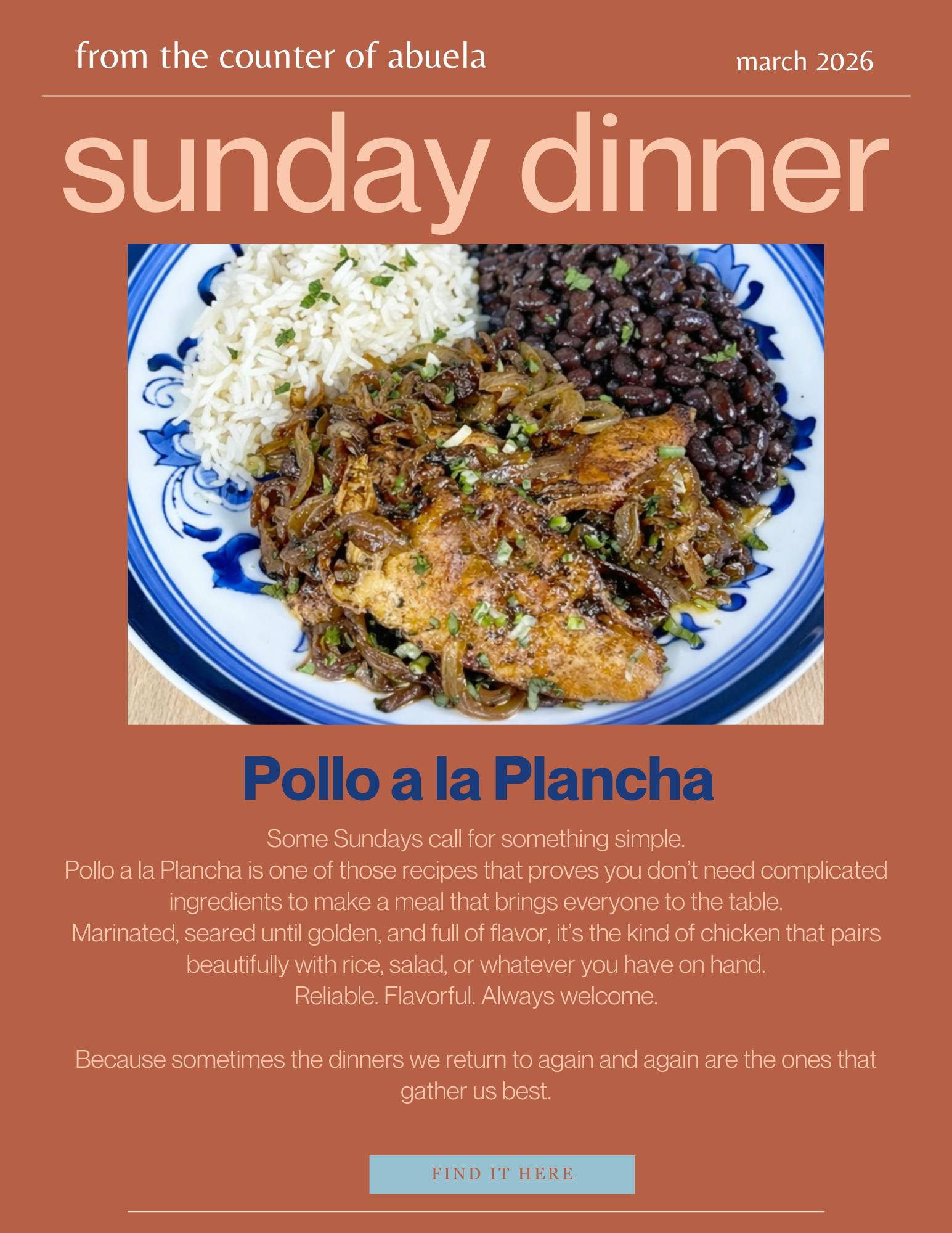 sunday dinner: pollo a la plancha