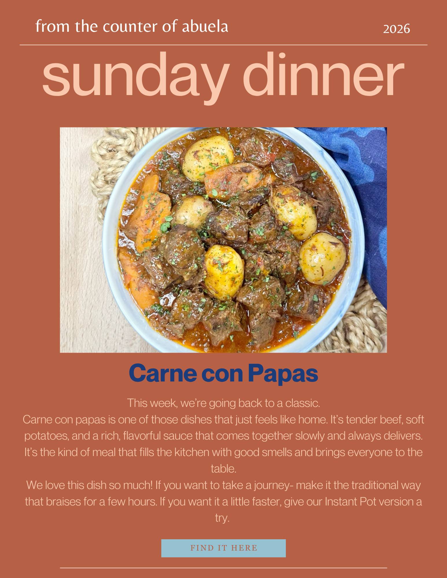 carne con papas for sunday dinner 
