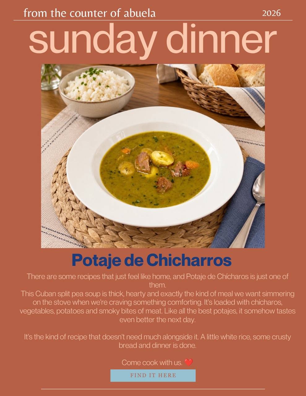 Cuban Split Pea Soup is the Perfect Sunday Dinner!