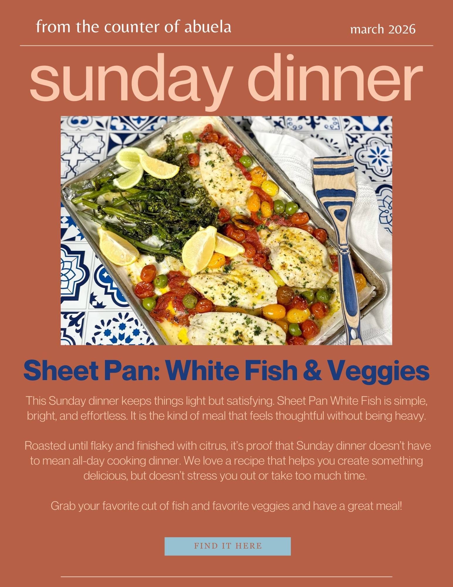 sheet pan white fish for a light and delicious sunday dinner